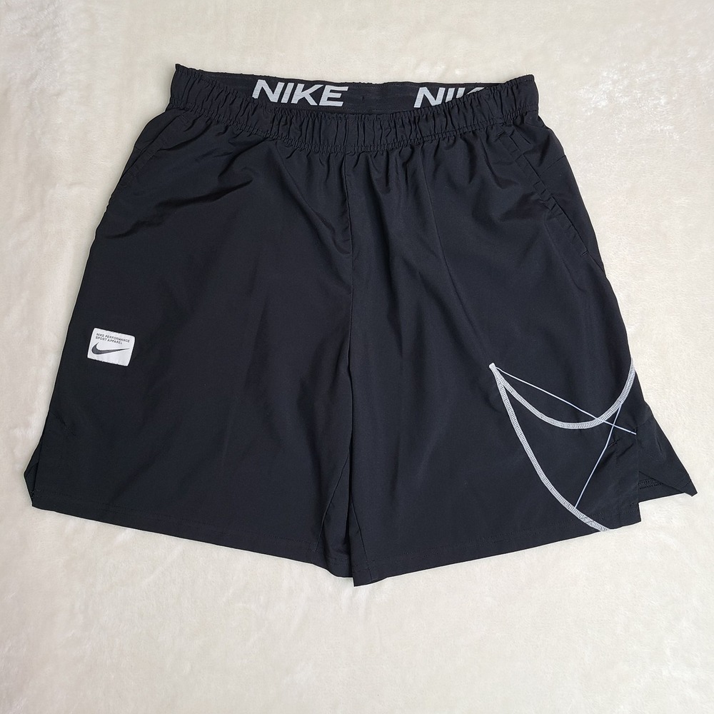 Nike Dri-Fit Flex Woven Stitched Swoosh Shorts Mens XL Black DQ6611 Performance